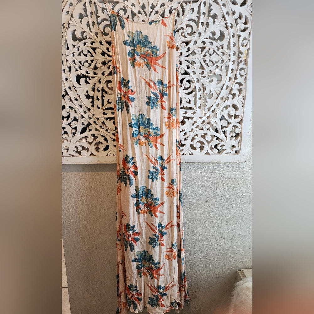 FREE PEOPLE NWT MAXI DRESS SPAGUETTI STRAPS PULLOVER HISBISCUS FLORAL SMALL - Picture 6 of 11